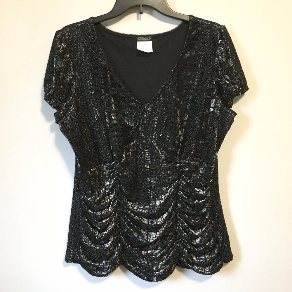 Velvet Burnout Victorian Vampire Inspired Draped Top - XL